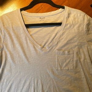 Madewell whisper cotton v-neck cotton tee. Light blue.